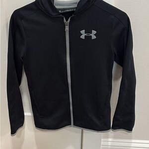 Under Armour Black Full Zip Hoodie Jacket, Boys size M